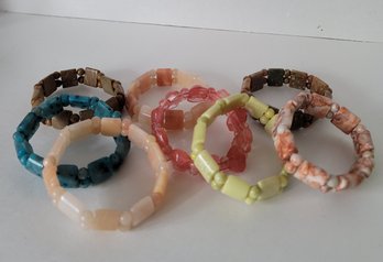 Jay King Mine Finds Gemstone Bracelet Lot B Incl Cherry Quartz, Red Vein And Peridot Jasper Excellent Conditio