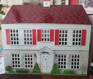 Come Play With Me! In Amazing Condition! Vintage 40s Playsteel Litho Dollhouse With Furniture!