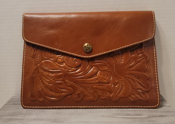 Like New! Patricia Nash Hand Tooled Italian Leather Clutch