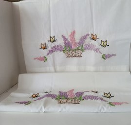 The Prettiest Pair Of Hand Embroidered Queen Pillowcases Ever! Never Used! Excellent Condition