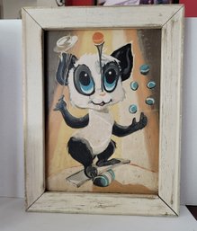 Those Eyes! Vintage 50s Unsigned Oil Painting Great Condition Some Wear On Back 13x17 Approx