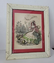 Vintage Repro Print Of Rose Rosa Centifolia The Queen Of The Flowers By Grandville Framed Matted Under Glass