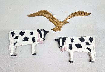 Vintage Cow And Eagle Wall Hangings