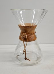 Vintage Chemex Pyrex Glass Lab Beaker With Wood Accents