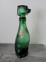 Highly Collectible Vtg 60s Italian Empoli Glass Dog Wine Decanter  Great Condition