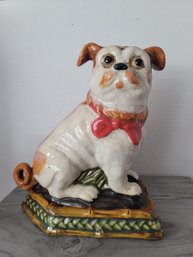 Adorable Antique Staffordshire England Pottery Pug Figurine