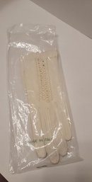 Gorgeous Vintage 50s NOS Ivory Leather Gloves Possibly Size 7 Excellent Condition