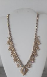 Talk About Glam! Vtg MC AB Rhinestone And Gold Tone Filigree Adj Choker Exc Cond Pics Don't Do This Justice!