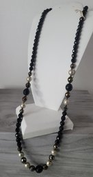 Vintage MC Faceted Czech Glass And Faux Baroque Pearl Necklace