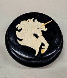 1985 Signed Ceramic Unicorn Trinket Box