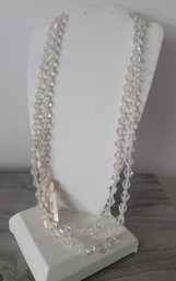 Simple Yet Elegant Vtg MC Clear Faceted Czech Glass Necklace Org Tags Excellent Condition 22inL