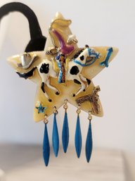 Howdy Partner! Adorable Vtg 80s Moulin Rouge Whimsical Enameled Cowboy Brooch Excellent Condition