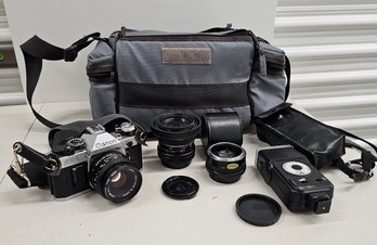 Vintage Canon AE-1 Camera Lenses And More Accesories