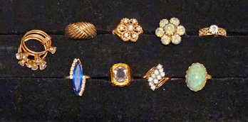 Vintage Goldtone Cocktail Rings Assorted Sizes