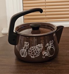 1970s Enamel Veggie Decorated Teapot