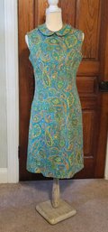 1960s Aline Paisley Dress Modern Small