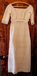 1950s Floral Lace Overlay Dress Ivory XS Union Label