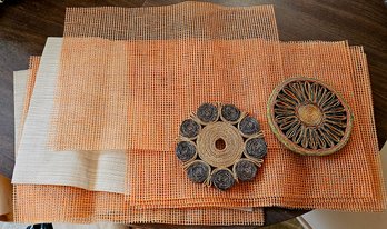 8 Mod Vintage Orange Vintage Placemats And Woven Trivets