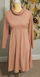1970s Blush Pink Sueded Feel Belted Dress