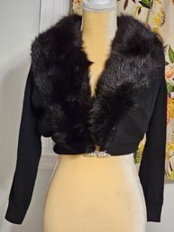 1950s Austrian Made Cashmere Sweater With Faux Fur Collar