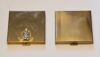 Vintage Gold Tone Volupe Makeup Compacts