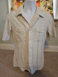 1970s Men's M Kingsport Textured Button Up Shirt