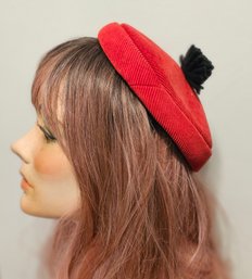 Midcentury Vintage Red Corduroy Juliette Hat