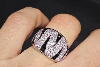 THIS RING IS EVERYTHING Purple And Black Silver Tone Bling