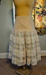 Vintage Lace Overlay White Crinoline Skirt