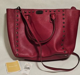 Michael Kors Saffiano Stud Cherry Leather Purse Pre-owned Barely Used