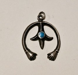 Vintage Navajo Sterling Silver And Turquoise Pendant