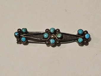 Vintage Navajo Sterling Silver And Turquoise Clip Hair Barrette