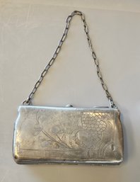 Russian Silver 875 Change Purse Signed Marked Art Deco Engraved Motifs