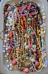 Vintage Beaded Necklaces Incl Shell, Glass, More