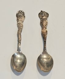 Early 20th Century Sterling Silver Iowa And Montreal Souvenir Spoons