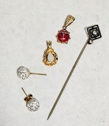 Sterling Silver Art Deco Pin, Pendants, Earrings