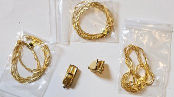 1970s Car And Piano Pendants Highly Detailed And NOS Gold Tone Chains