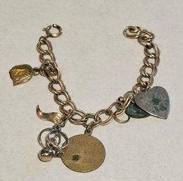 Vintage Gold Filled Charm Bracelet And Charms