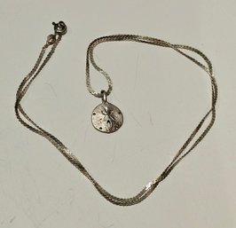 Sterling Silver 20' Serpentine Necklace And Minimalist Silver Dollar Charm