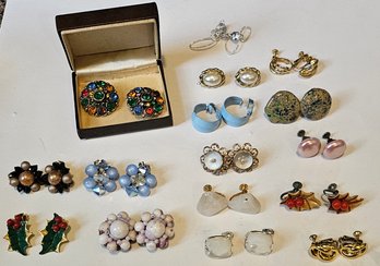 Midcentury Clip And Screwback Earrings Including Napier