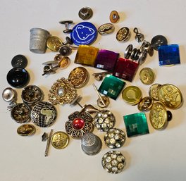 Vintage Buttons Including Military, Button Covers, And More