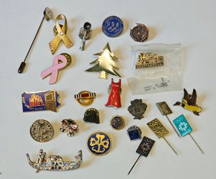 Vintage Pinbacks Including Souvenir, Award, And More