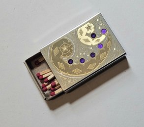 Vintage Art Deco Styled Silver And Gold Tone Match Box Cover