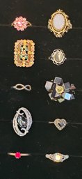 Vintage Ring Grouping Incl Confetti Glass