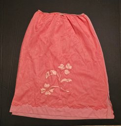 Midcentury Vintage Two Tone Embroidered Pink Half Slip