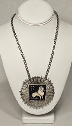 Huge Vintage Brutalist Leo Pendant Necklace