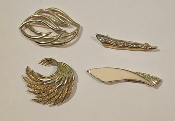 Vintage Gold Tone Brooches Including Monet