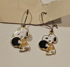 Vintage Snoopy Bowler Licensed Earrings