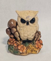 Vintage Orzek Owl And Mushroom Terrastone Figurine