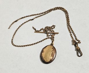 Victorian Gold Filled Watch Chain With Locket Fob